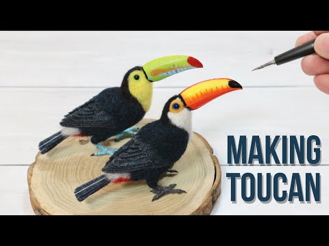 羊毛フェルトと3Dプリンターでオニオオハシを作ってみました。/ Making a toucan using wool felt and a 3D printer.