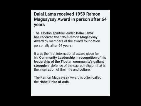 #dalailama Ramon Magsaysay #award #shortvedio #currentaffairs #gkfacts