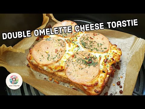 Double Omelette And Cheese Breakfast Toastie In Air Fryer | 15 Minutes Breakfast Toastie Recipe |