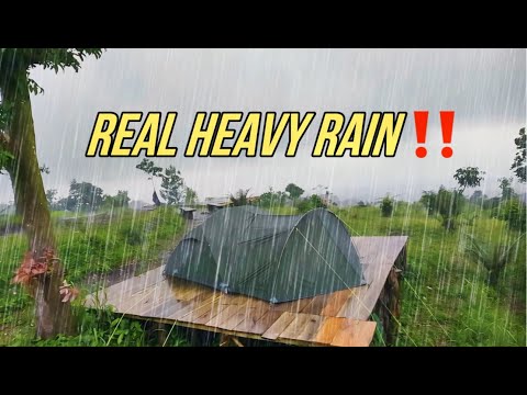 5 Days in Heavy Rain || Couple Camping in Real Heavy Rain