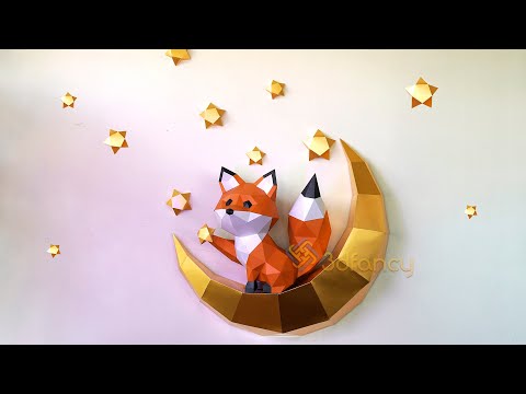 How to DIY Papercraft and Creating 3D Fox Pick Stars on the Moon from Paper