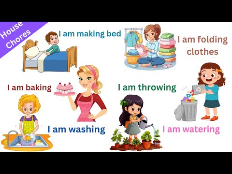 House Chores with sentences | Action Verbs | Fun Learning English Sentences