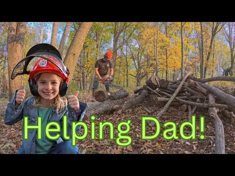 Let's Cut Wood!  Helping Dad Cut Firewood.