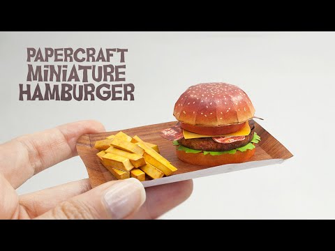 Miniature Food, Hamburger and Fries paper Model (canon papercraft)