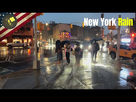 New York- Heavy Rain Night Virtual Walk ,Rain sounds ASMR 4K