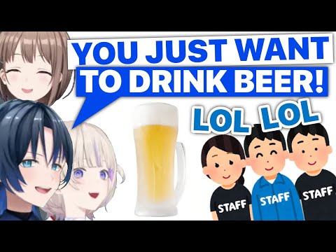 Ao Discovers Staff "Abuses Authority" Just To Drink Beer (Ao, Hajime, Nodoka / Hololive) [Eng Subs]