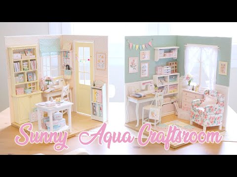 Sunny and Aqua Crafts rooms 1/6 scale handmade miniature dollhouse by Nerea Pozo