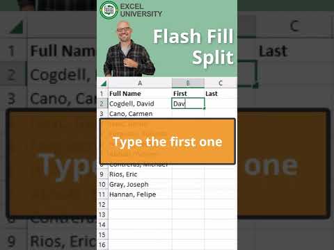 Flash Fill to Split a Column Fast in Excel  #excel #shorts #exceltips #spreadsheet