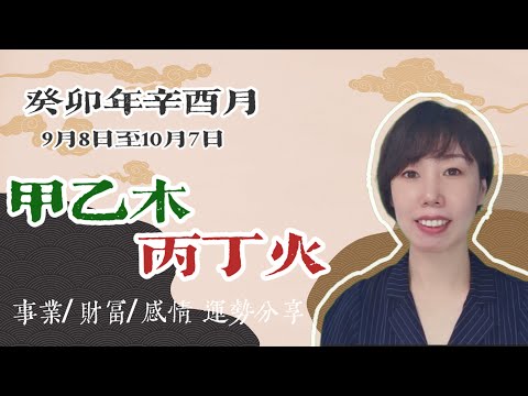 2023癸卯年 辛酉月（9月8日至10月7日）甲乙木、丙丁火 日主運勢分享/事業運勢/財富運勢