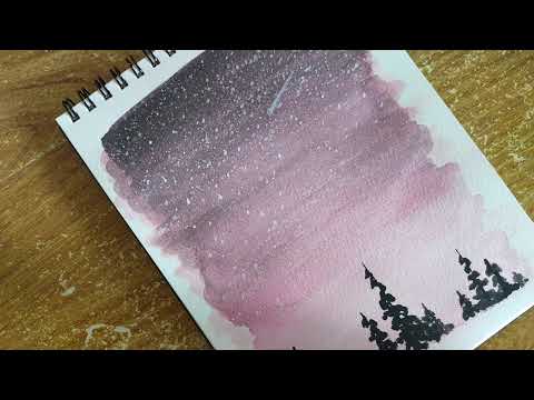 Burgundy Watercolour Night Sky