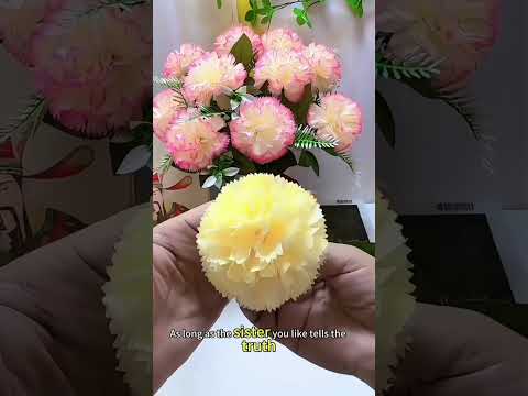 Ribbon carnations flower diy #diy #flowers #gift #craft #handmadegifts #rose #diyfashion #ribbon