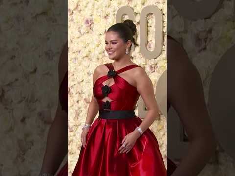 Selena Gomez in a Charming Red Dress at the Golden Globes 2024!  How happy she is! 🤩❤️ #selenagomez