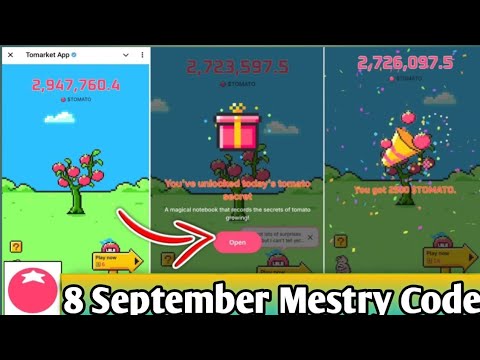 Tomarket mestry code  || Tomarket daily combo || Tomarket 8 September Mestry Code