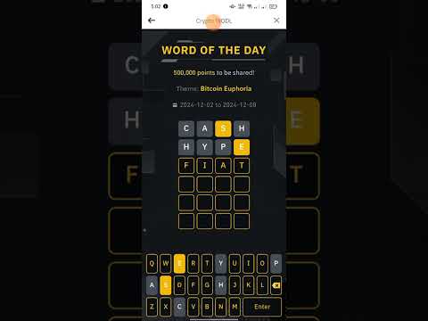 Wodl 8 December | Theme Bitcoin Euphoria Wotd | Binance word of the day | Wodl 4 word answer today