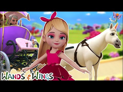 Wheels on the Cart | Princess Carriage Ride On | Princess Videos for kids - Wands and Wings