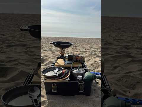 Stanley classic lunch box set up on the beach