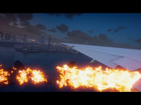 Boeing 777 engine catches fire 777引擎爆炸著火 gta 5 simulation