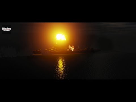 Russian navy cruiser Moskva under attack and sinking... (DCS:World 4k video)