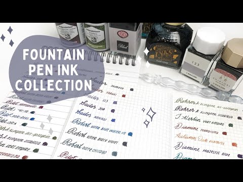 Swatching My Fountain Pen Ink Collection: 23 bottles (Sailor, Robert Oster, Pilot, Diamine etc.)