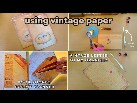 vintage letter writing with glass pen & wax seals | DIY book pocket for journal (3 tier pocket)