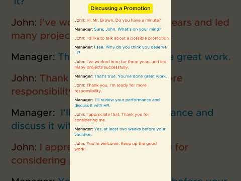 Basic English Conversation: Discussing a Promotion. #Shorts