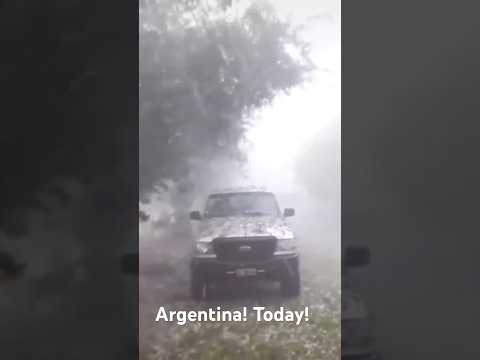 Right now! Giant hail is destroying cities in Argentina! Trancas in Tucumán! #argentina  #hail