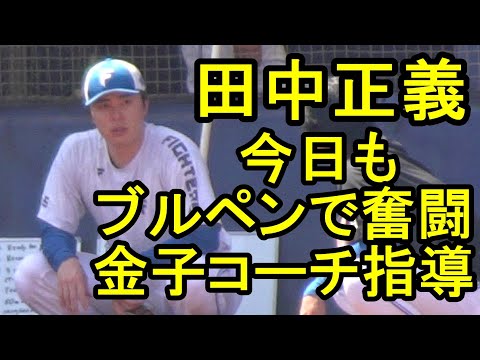 田中正義、朝一番にブルペン入りし投げ込む（金子コーチ指導）2024.8.12