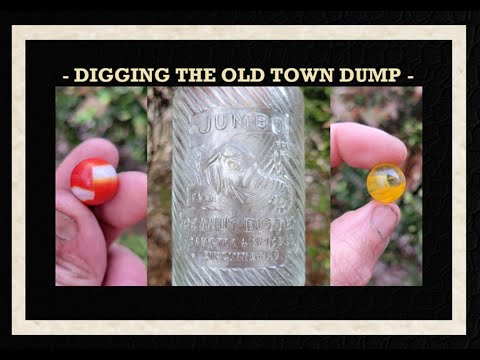 Town Dump Archaeology - Embossed Elephant Jars - Bottle Digging - Marbles - Antiques - Marble King -