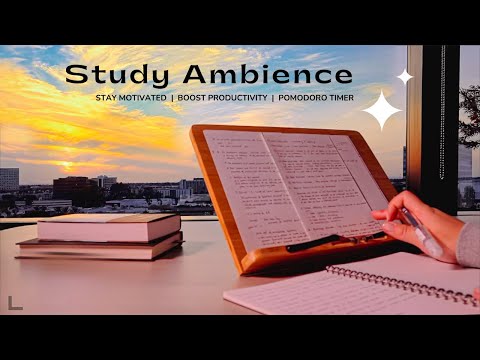 3-HOUR STUDY AMBIENCE ☕ relaxing water sounds/DEEP FOCUS POMODORO TIMER/stay motivated Study With Me