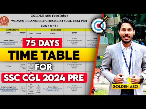 75 Days Best Time Table for SSC CGL 2024 | By Golden Aso Sir