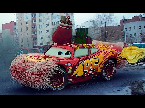 Lightning McQueen SANTA in Real Life Disney pixar Cars Drift