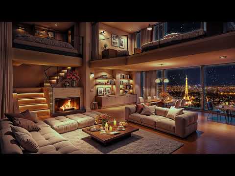 Winter Night Tranquility in Paris 🌃 Smooth Jazz Saxophone Music in Cozy Apartment for Relax & Sleep