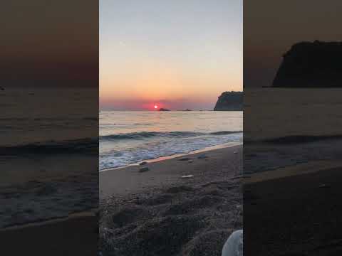 Beautiful sunset view at Buljarica beach in Montenegro filled with relaxing sounds of the sea.