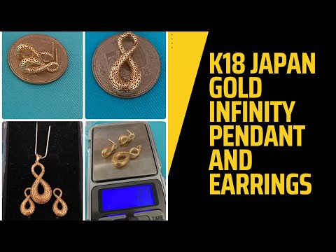 K18 japan gold Infinity pendant and stud earrings + I will start to speak in English #171