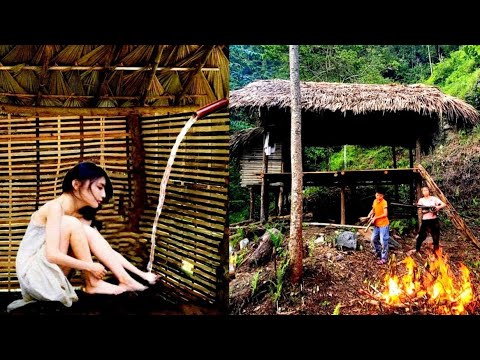 Full videos: Building a bamboo house, How to make a roof with palm leaves - Building New Life