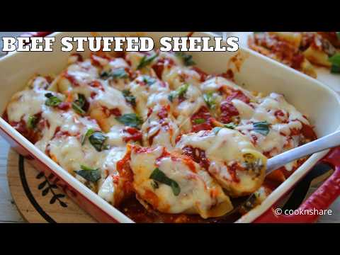 Shell We Dig In? Stuffed Ground Beef & Cheese Pasta Shell Casserole