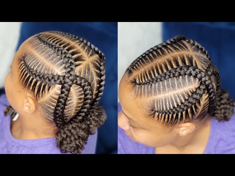 Criss cross braids with butterfly 🦋 buns/ Stitch braids