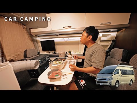 [Car camping] BBQ in the Hiace camping car. GIFU car night trip. 170