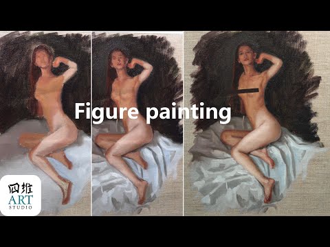 nude figure oil painting demo 24:36cm