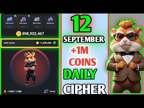 today hamster cipher code |  Hamster Kombat daily cipher | September 12  #hamsterkombat #ciphercodes