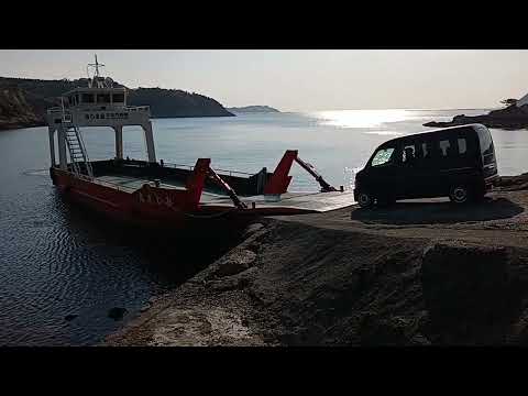 大生汽船「みしま丸」鴻島亀ノ浦港　チャーターフェリー乗船風景　岡山県備前市日生