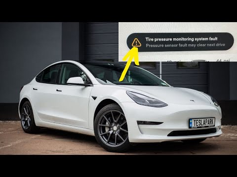 Tesla “Tire Pressure Monitoring System Fault” warning on screen