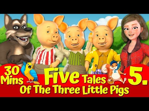 🔴 Five Tales Of The Three Little Pigs And The Big Bad Wolf 🔴🐷🐺 I English Fairytales for Kids 🌟1