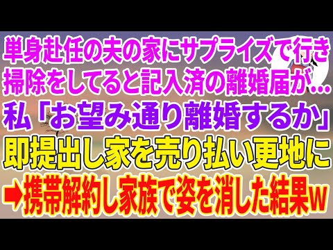 【スカッとする話】単身赴任の夫の家にサプライズで行き掃除してると記入済の離婚届が…私「お望み通り離婚するか」即提出し家を売り払い更地に→携帯解約し家族で姿を消した結果w【スカッと】【朗読】