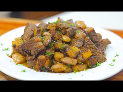 Garlic & Herb Butter Steak Bites W/ Roasted Potatoes | Super Bowl Recipe