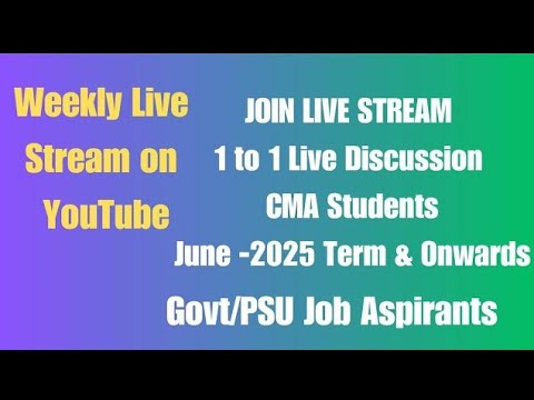 CMA Students Live Stream Guidance , Q & A Live Session ,PSU/Government Job Aspirants | 1 to 1 Live