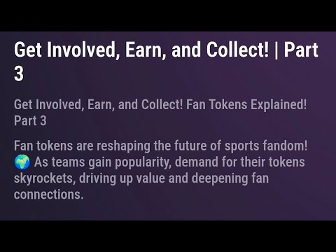 Get involved Earn End Collect! Fan Tokens Explained part-3