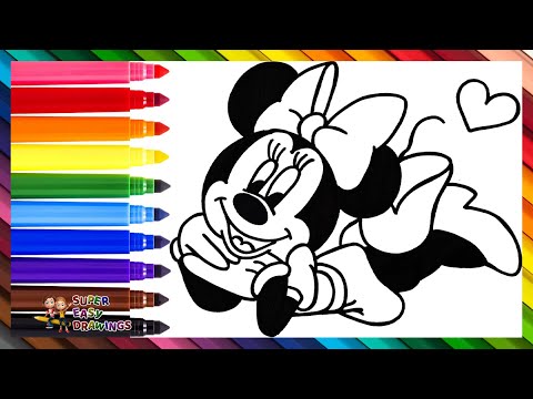 Draw and Color Minnie Mouse ⚫🎀⚫👠 Drawings for Kids