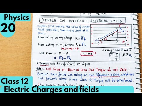 20) Dipole in uniform external field| Electric Charges and fields| Electrostatic Class12 Physics