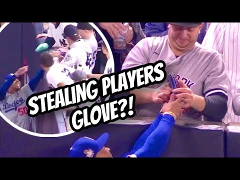 Yankees fans tried stealing Mookie Betts’ glove on a foul ball 😂😂 insane move in the World Series